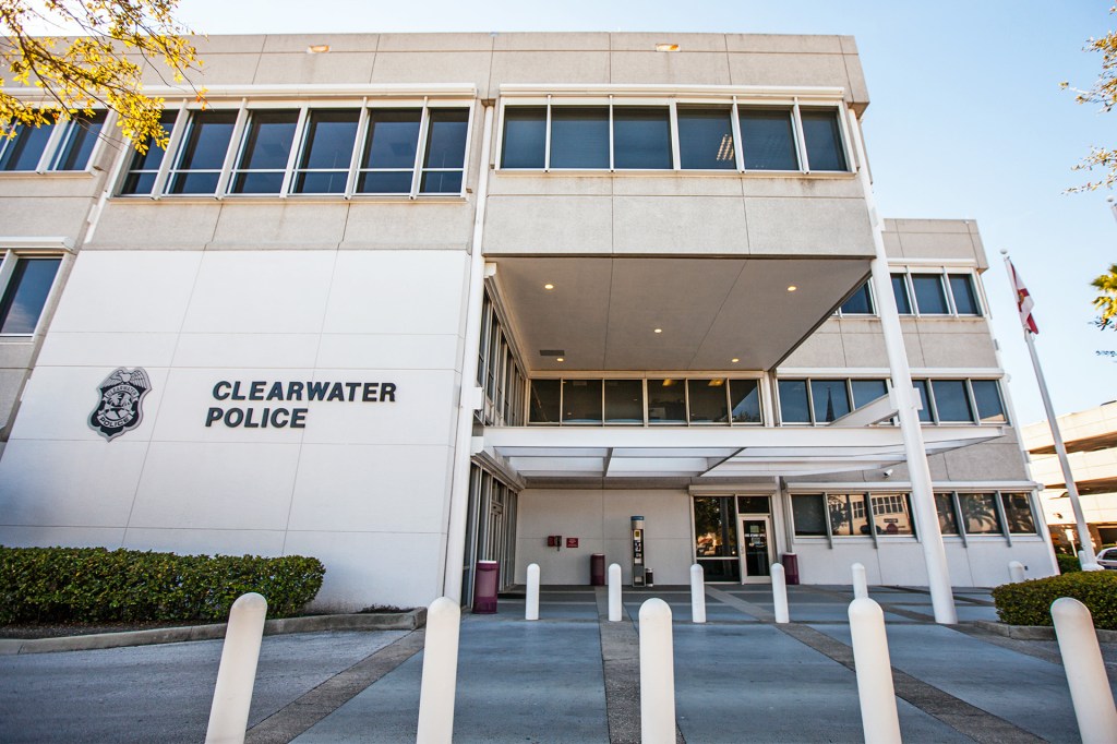 The entrance to the Clearwater Police Department building.
